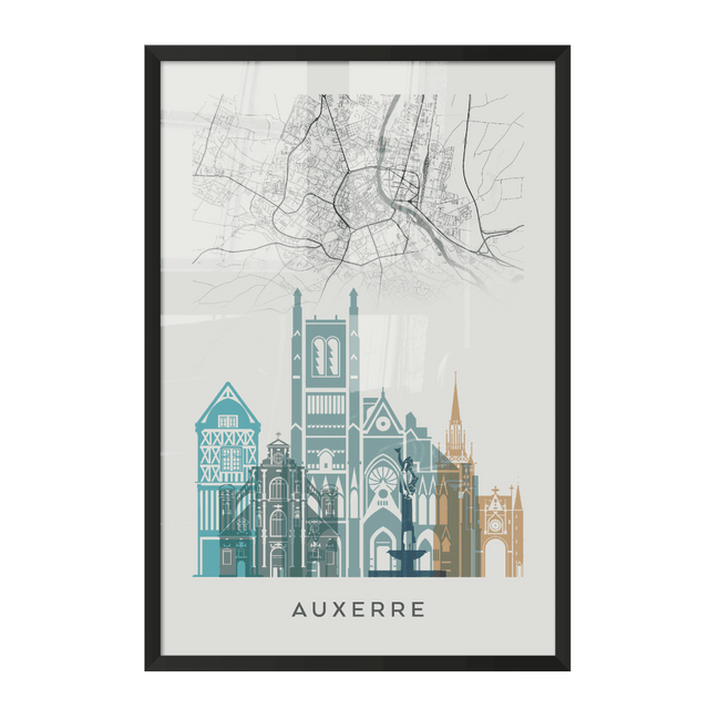 4MURS Image encadrée MAP AUXERRE 40 x 60 cm