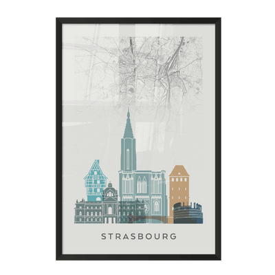 4MURS Image encadrée Map strasbourg Blanc