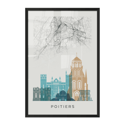 4MURS Image encadrée Map poitiers Blanc