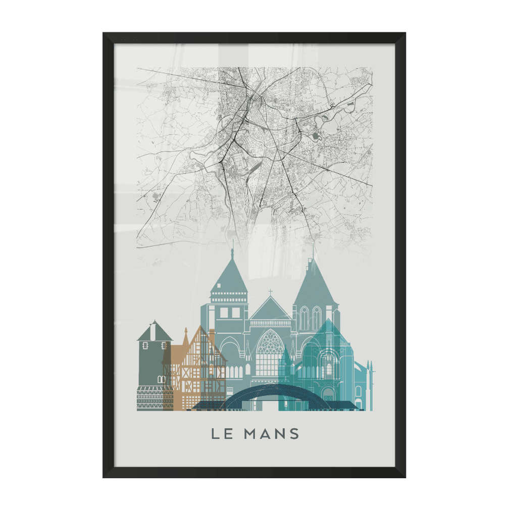 4MURS Image encadrée Map le mans Blanc