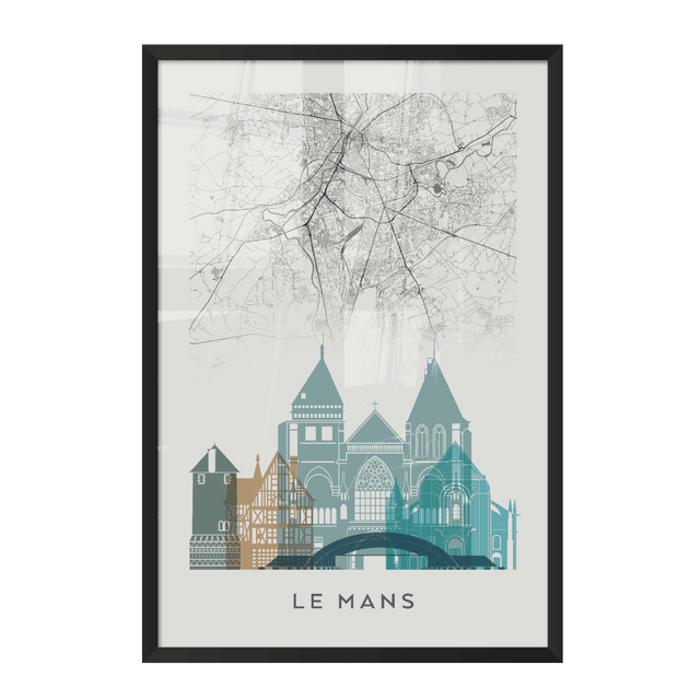 4MURS Image encadrée MAP LE MANS 40 x 60 cm