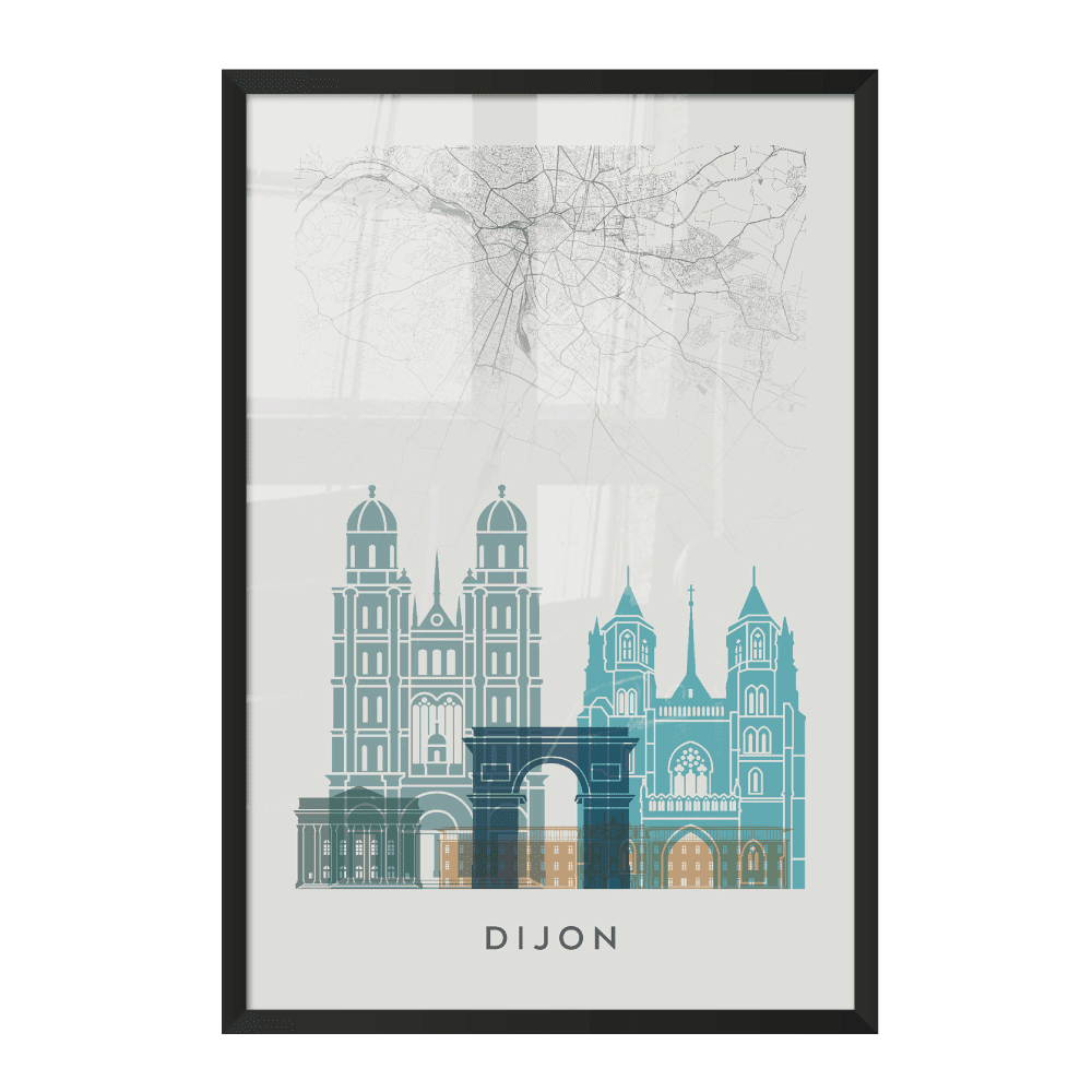 4MURS Image encadrée Map dijon Blanc