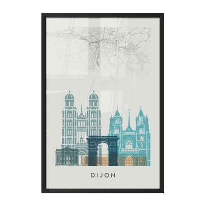 4MURS Image encadrée Map dijon Blanc