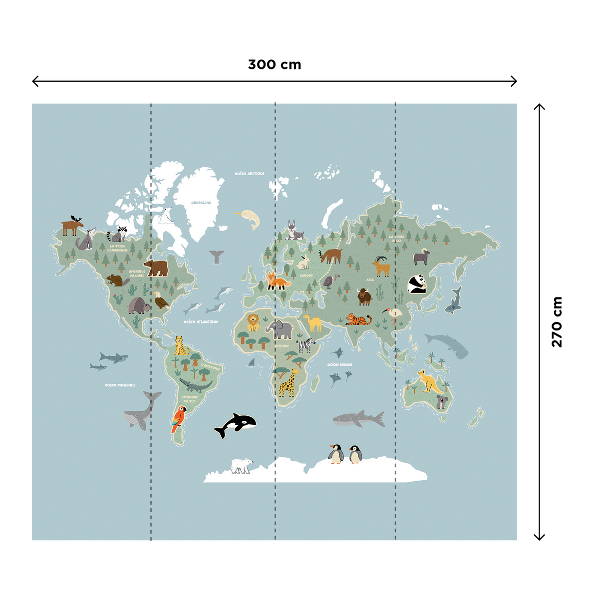 4MURS Papier peint panoramique XL Around the world xl Bleu ciel Mat