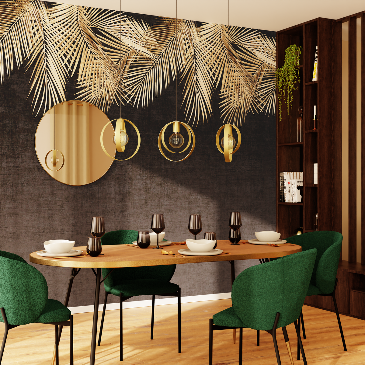 4MURS Papier peint panoramique L Palmessa Noir et or Mat