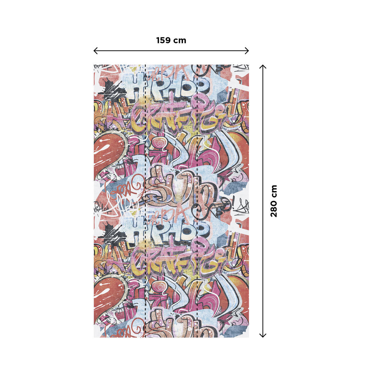 Papier peint panoramique L Hip hop Multicolore Satiné