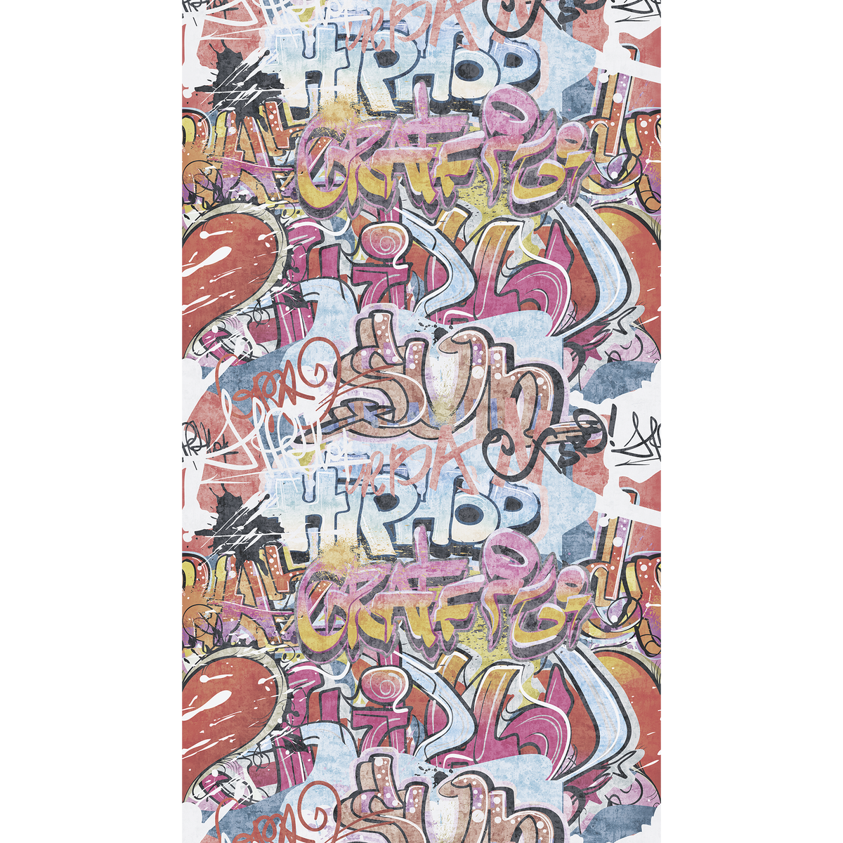 Papier peint panoramique L Hip hop Multicolore Satiné