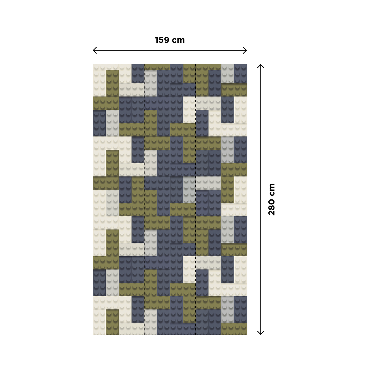 Papier peint panoramique L Bricket Bleu, kaki, beige Satiné