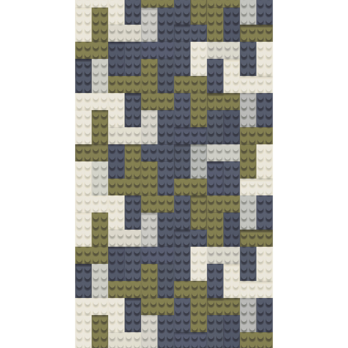 Papier peint panoramique L Bricket Bleu, kaki, beige Satiné