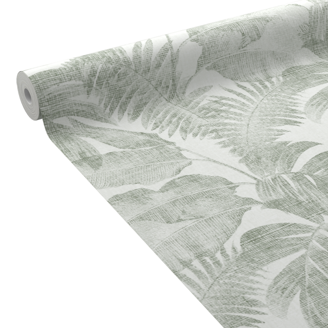 Papier peint intissé pré-encollé ELYMA coloris vert grisé