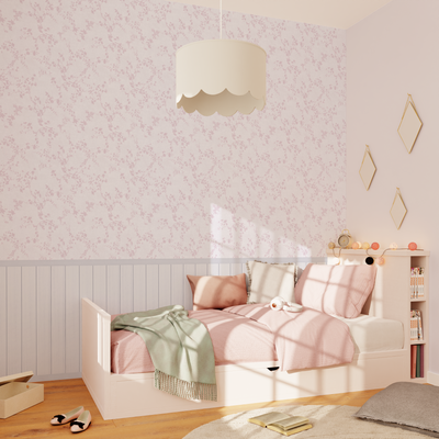 Papier peint panoramique L Rosaly Rose poudré Satiné