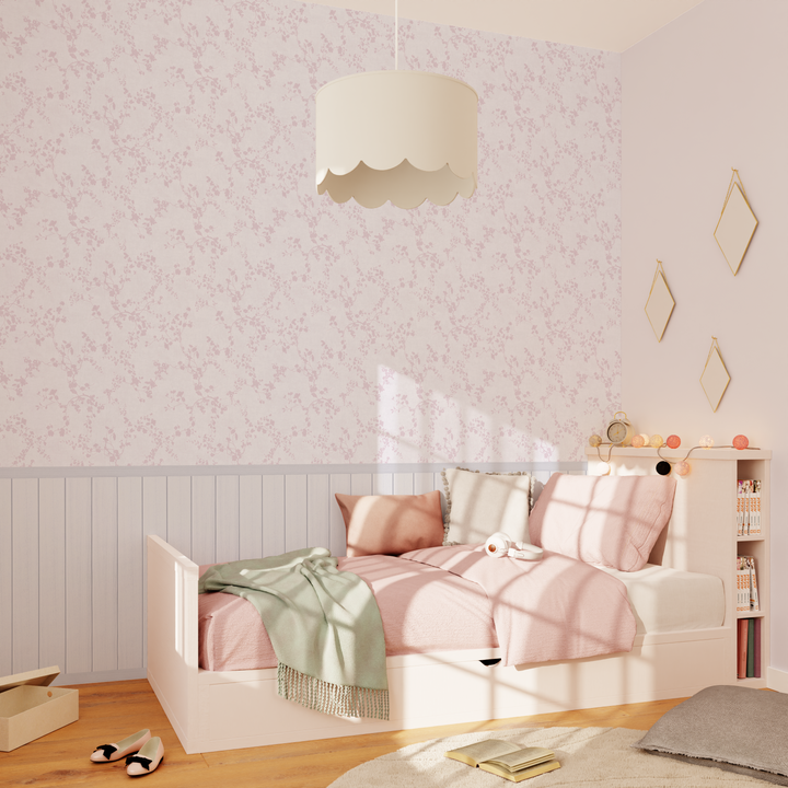 Papier peint panoramique L Rosaly Rose poudré Satiné