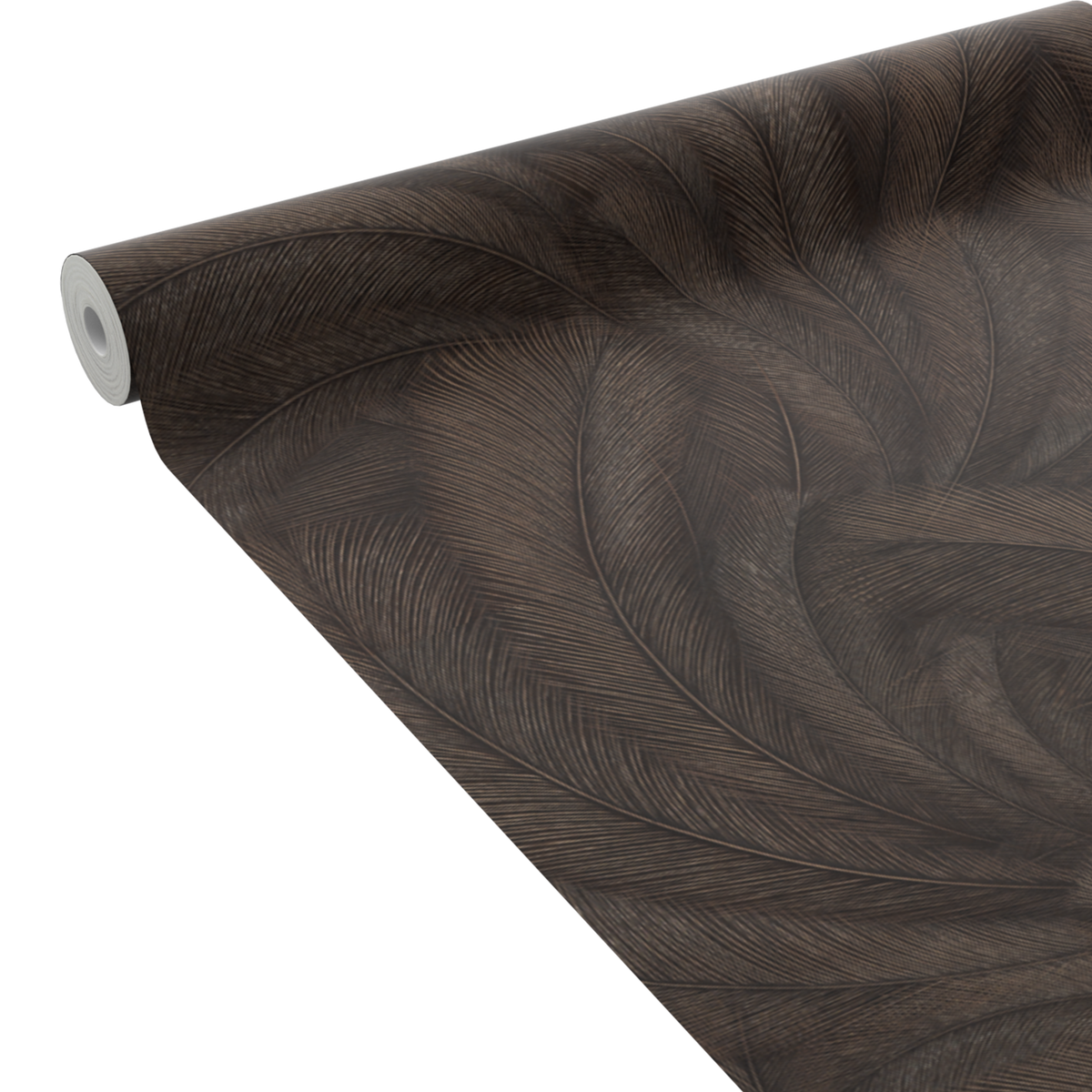 Papier peint intissé Feathers Noir et or