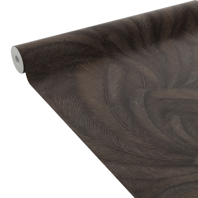 Papier peint intissé FEATHERS coloris noir et or