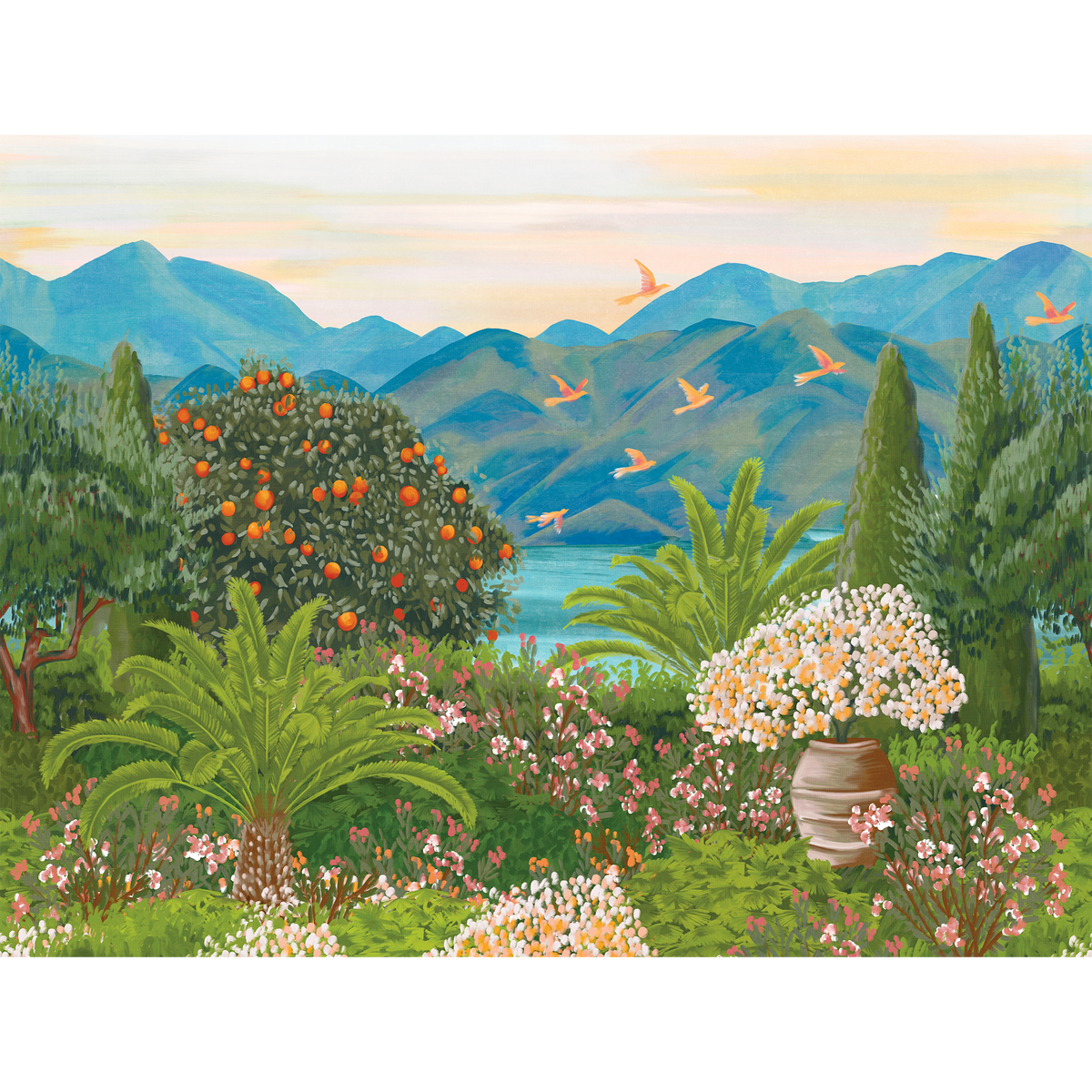 4MURS Papier peint panoramique XL Bellagio Multicolore Satiné