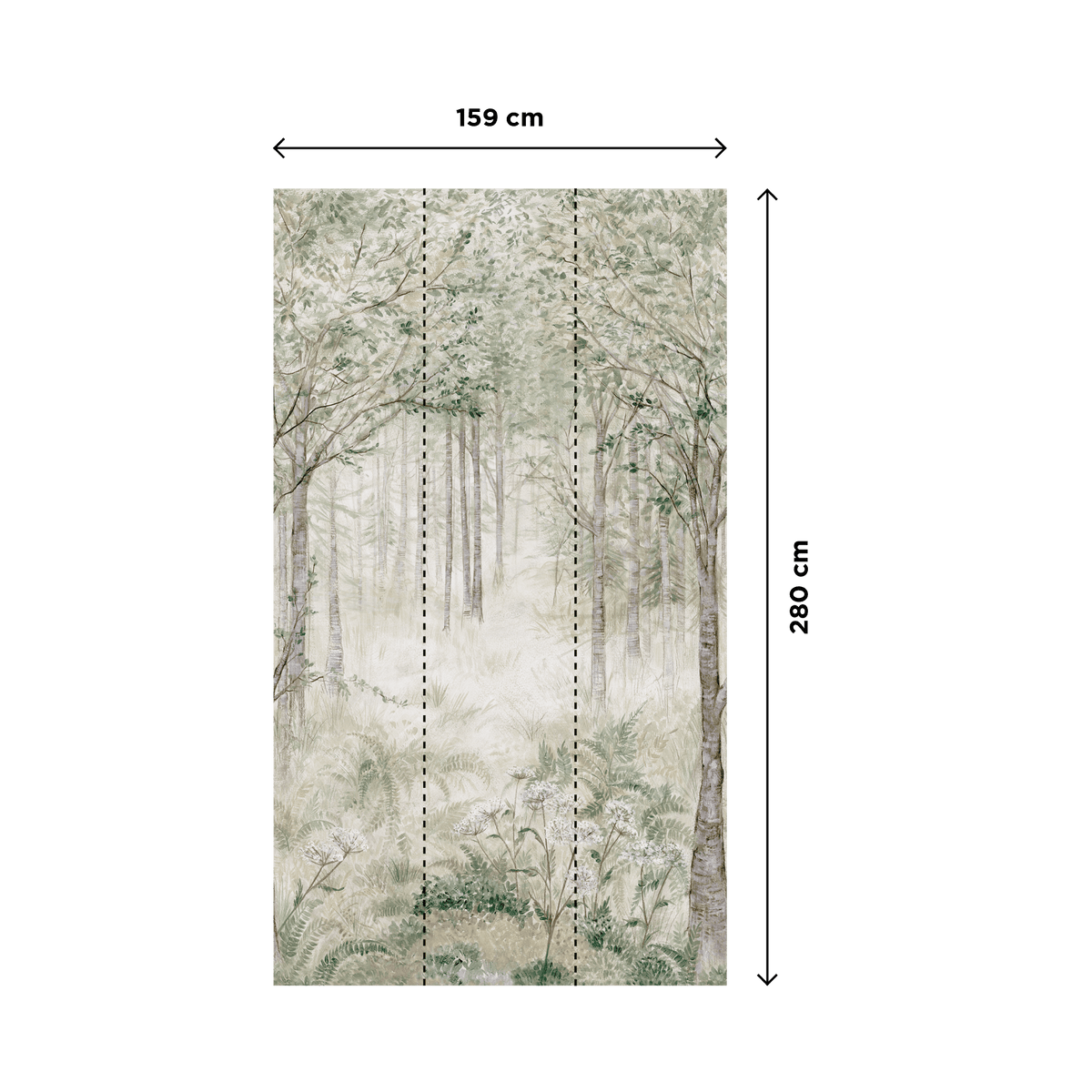 4MURS Papier peint panoramique L Forelia Nuances de vert Satiné