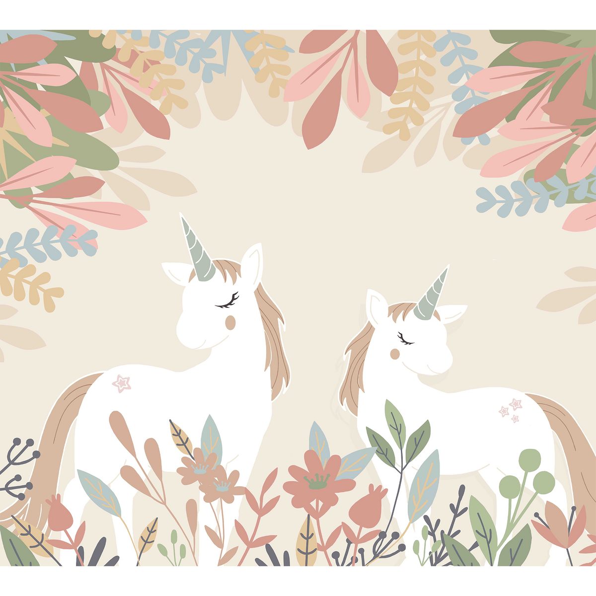 4MURS Papier peint panoramique XL Lollycorn Rose poudré Mat