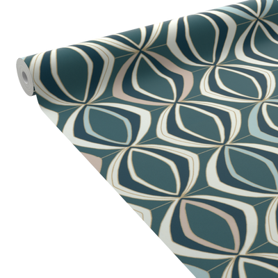 Papier peint intissé Judith Bleu paon et doré