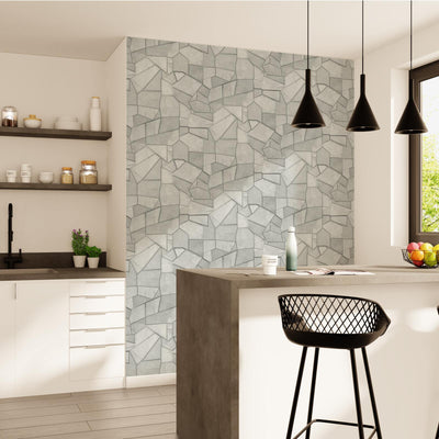 ELLE DECORATION Papier peint intissé Dwen Blanc et argenté