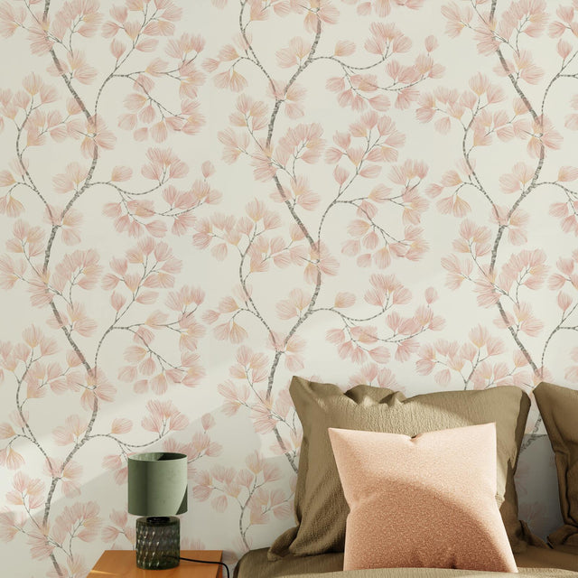 Papier peint intissé ALBIZIA coloris rose poudré