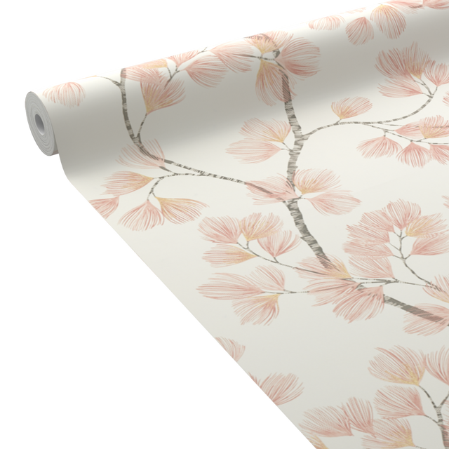 Papier peint intissé ALBIZIA coloris rose poudré