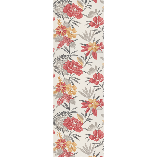 Papier peint intissé CLEOME coloris Blanc et rouge