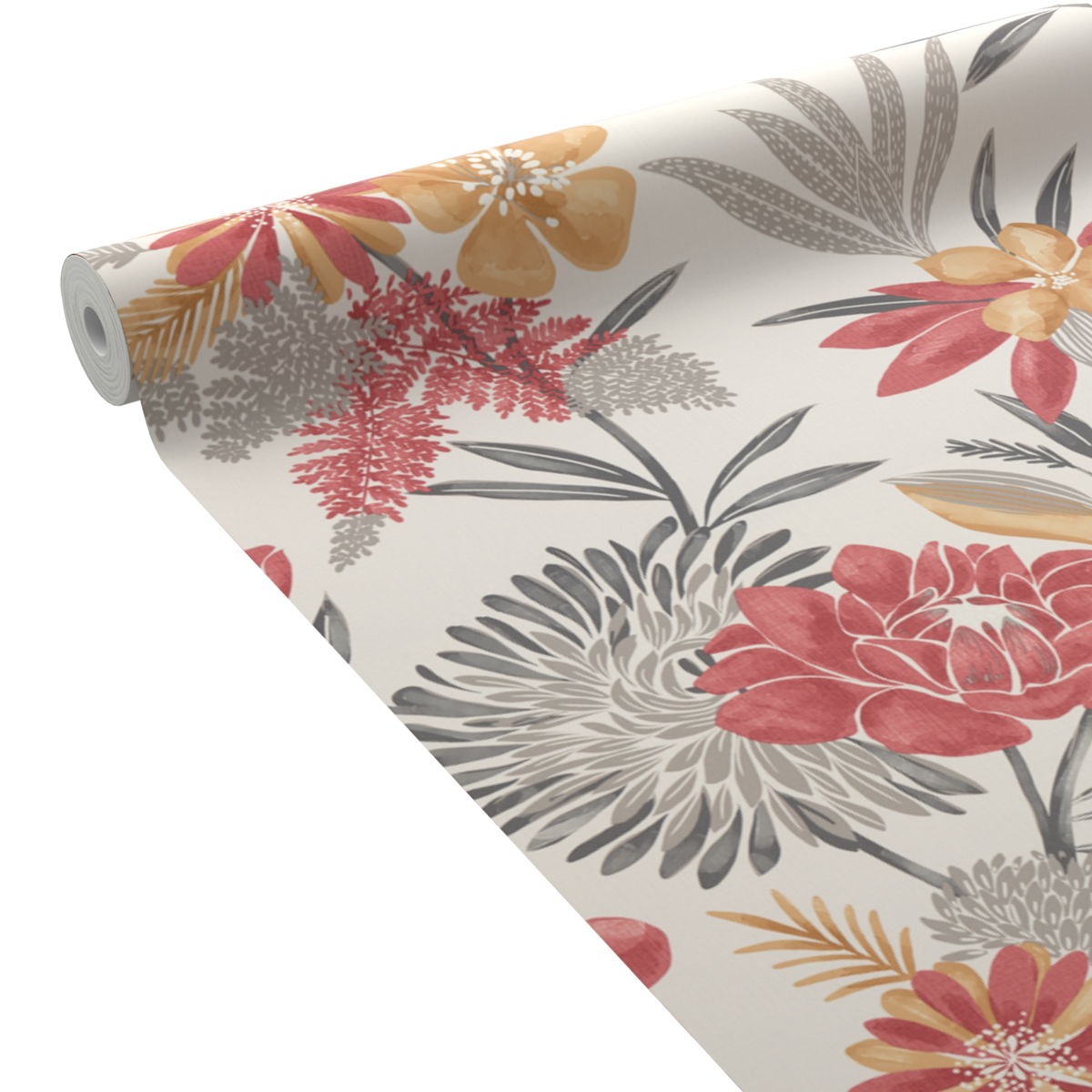 Papier peint intissé Cleome Blanc et rouge