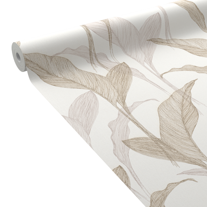 ELLE DECORATION Papier peint intissé Marjory Blanc et doré