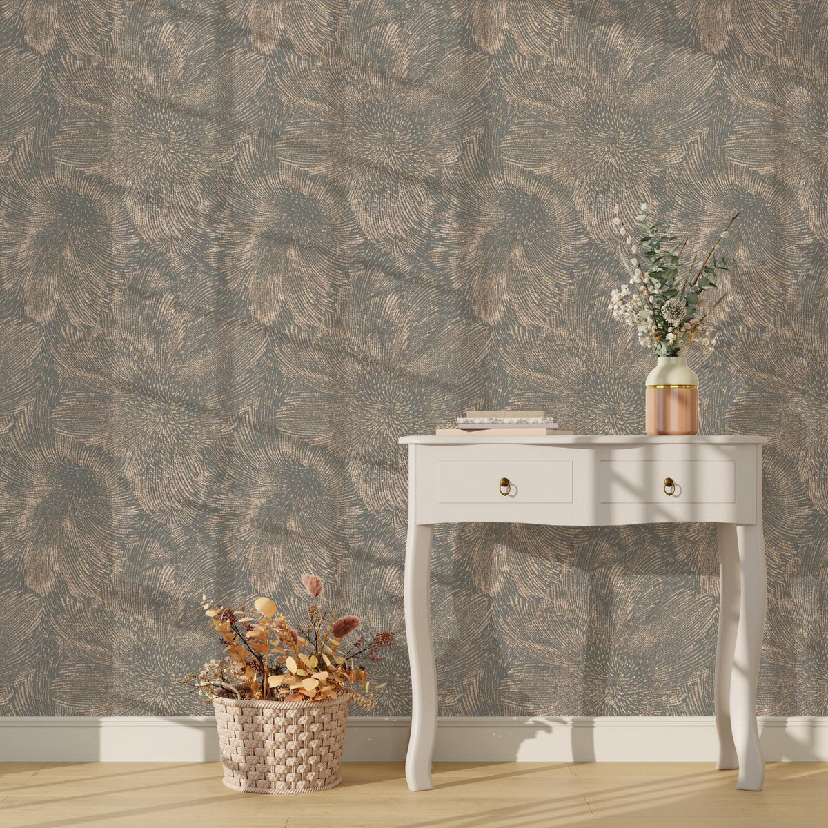 Papier peint intissé Artificio Gris foncé et doré