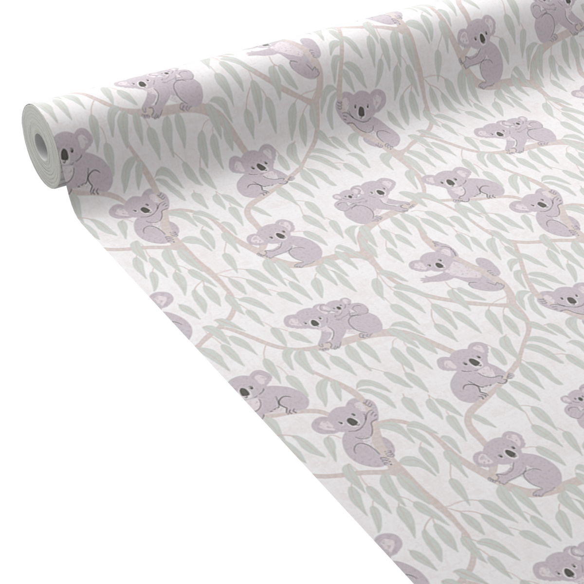 Papier peint intissé Koalas Vert feuille et gris