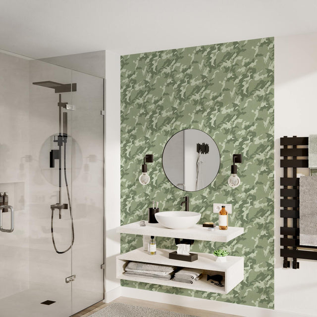 Papier peint intissé MILITARY coloris vert camouflage