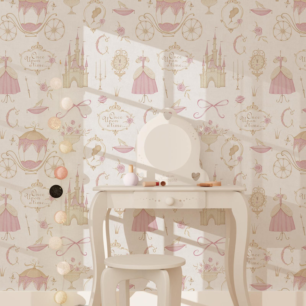 Papier peint intissé Rosaly land Rose dragée