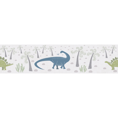 Frise intissée Dinos Vert kaki et bleu