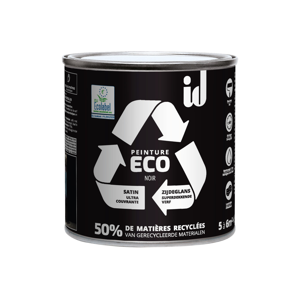ECO ID Peinture Eco Noir Satiné 0,5L