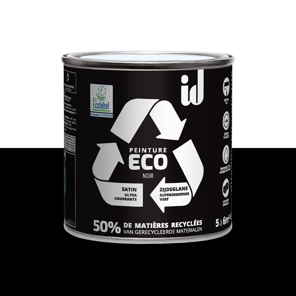 ECO ID Peinture Eco Noir Satiné 0,5L