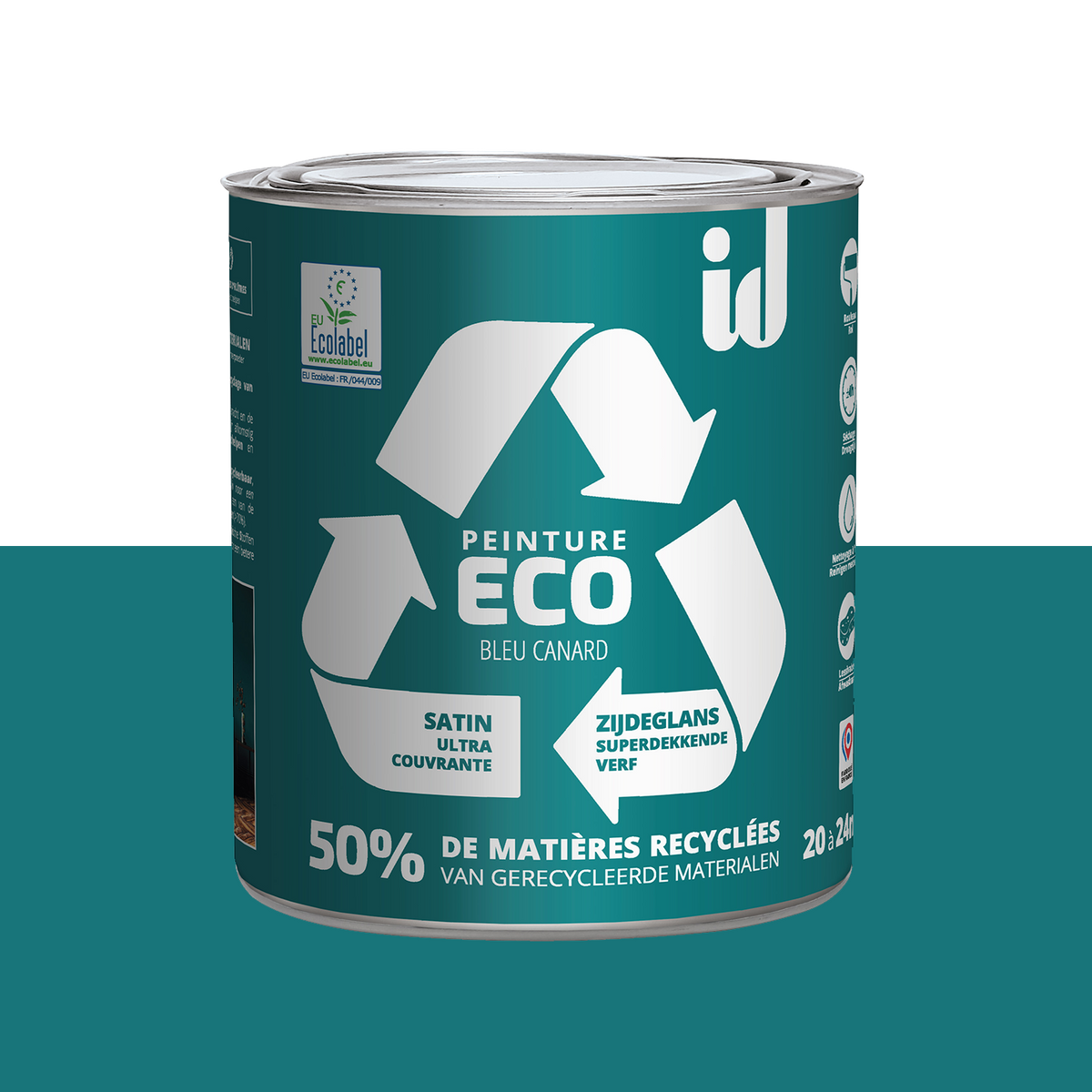 ECO ID Peinture Eco Bleu canard Satiné 2L