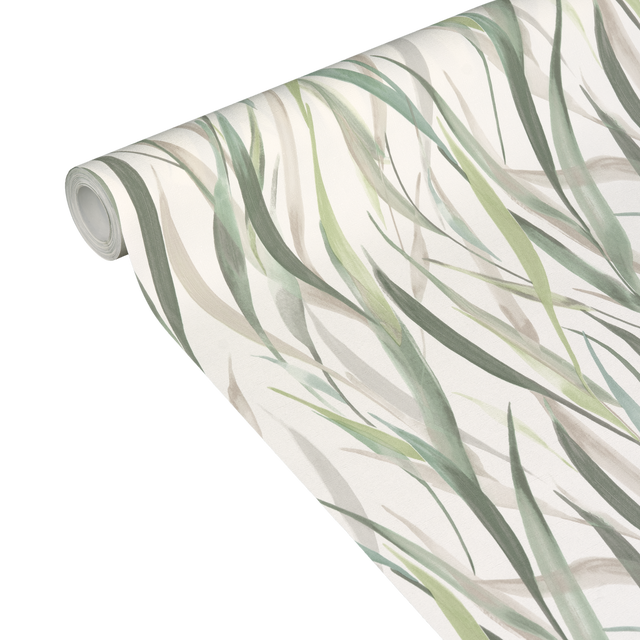 Papier peint intissé VELIA coloris vert et taupe