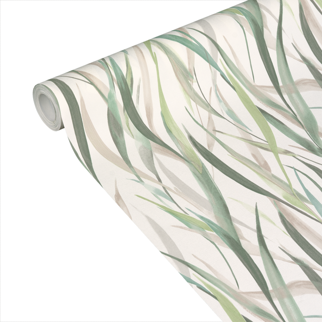 Papier peint intissé VELIA coloris vert et taupe