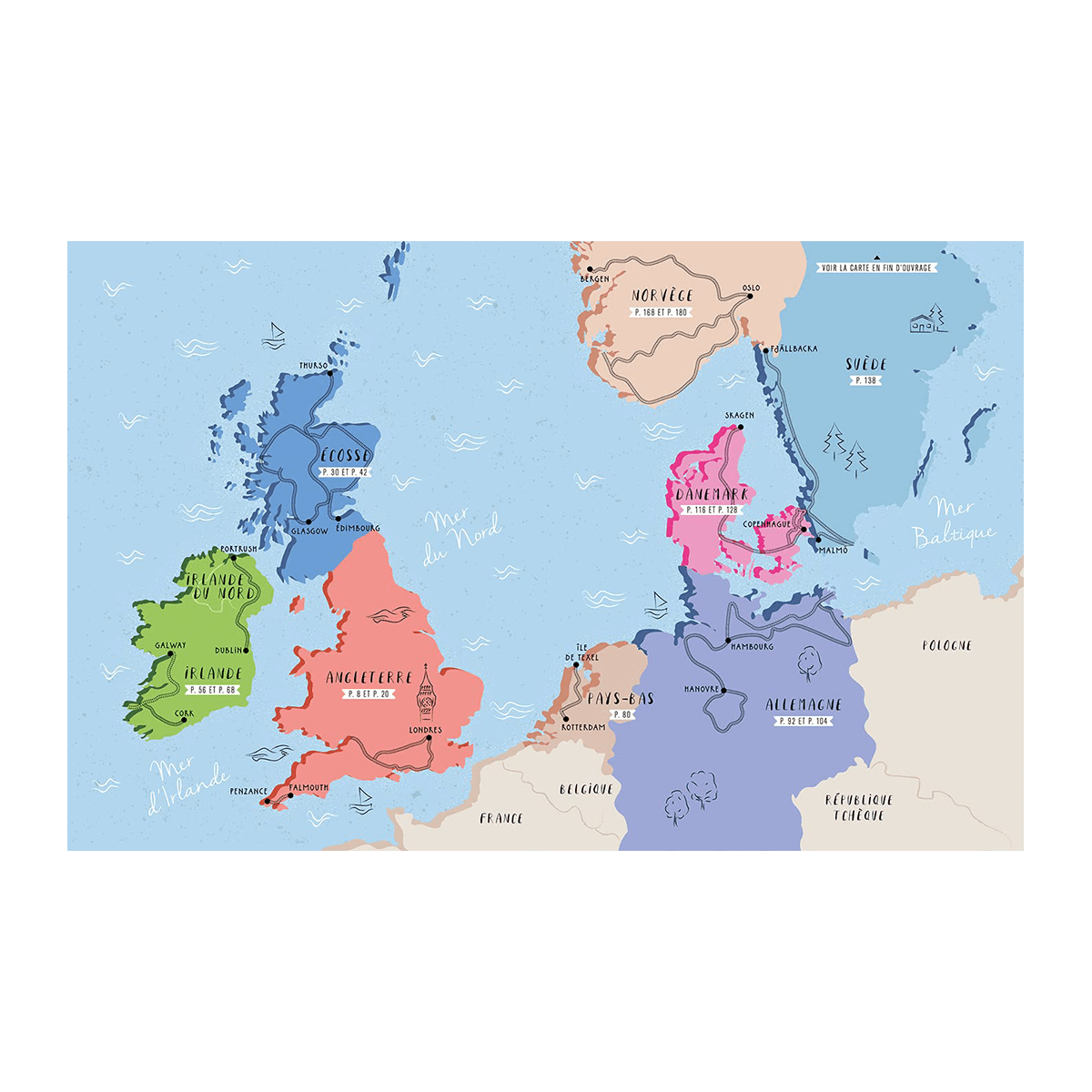 HACHETTE PRATIQUE Livre voyage et nature L'europe du nord en train Bleu