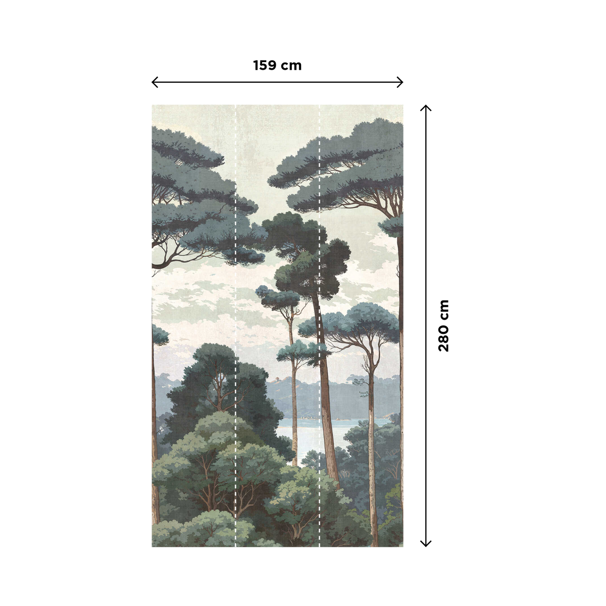 Papier peint panoramique L Pienza Vert bleuté Trame