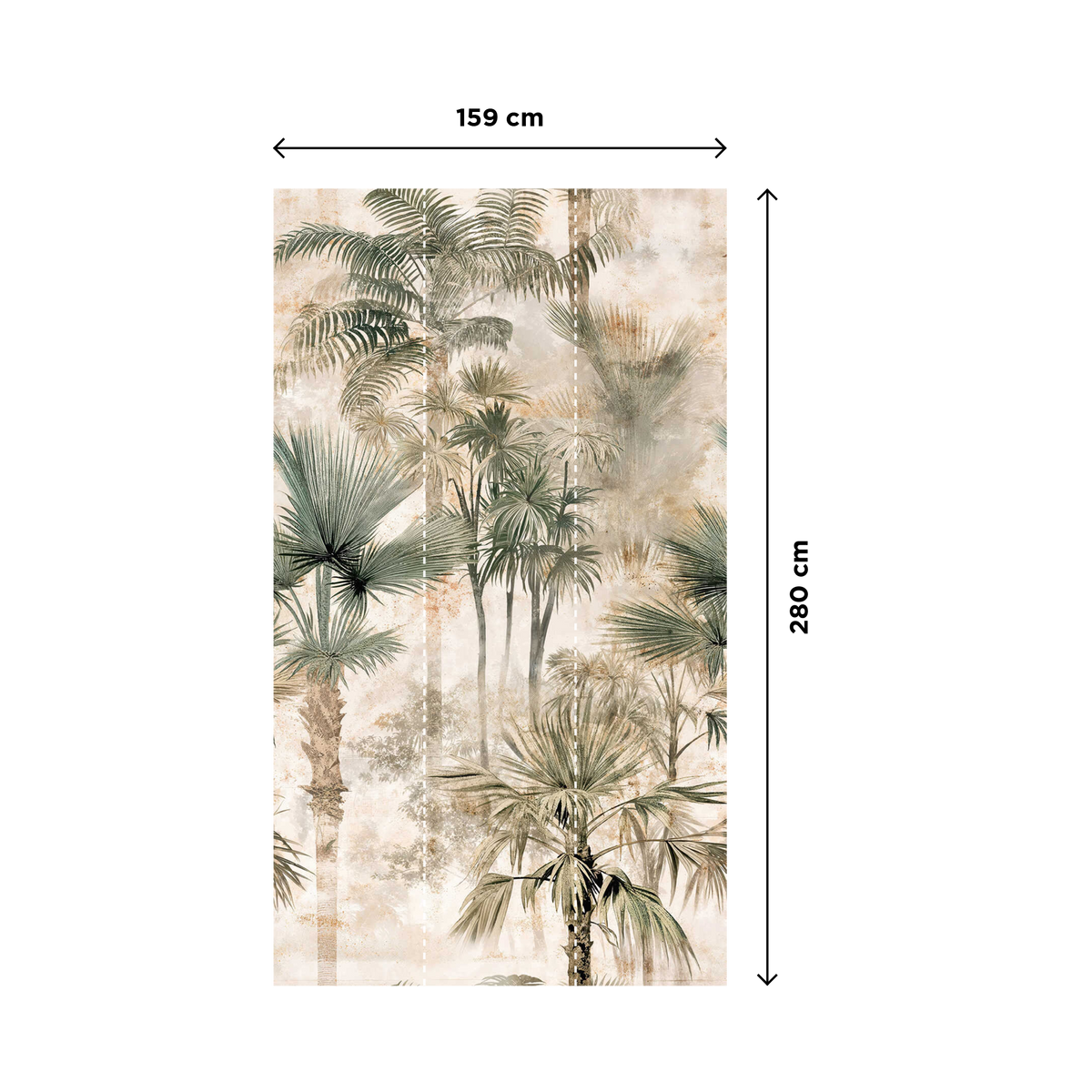 Papier peint panoramique L Watamu Beige, vert Trame