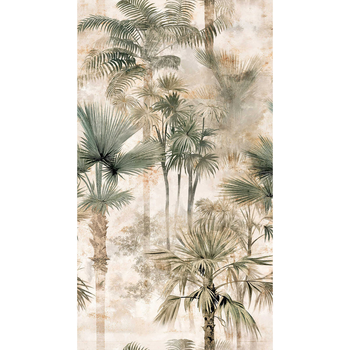 Papier peint panoramique L Watamu Beige, vert Trame