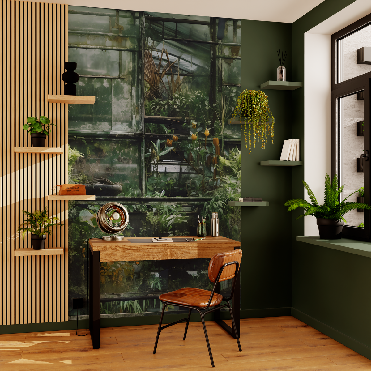 Papier peint panoramique L Cardinham Vert Trame