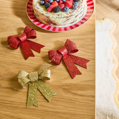 Décoration à suspendre Nœud paillettes Rouge, blanc