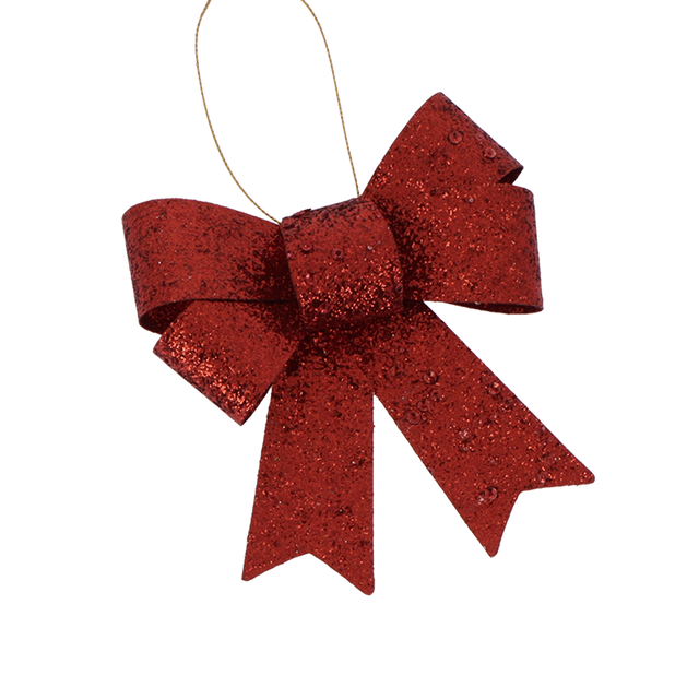 Décoration à suspendre NŒUD PAILLETTES rouge & blanc