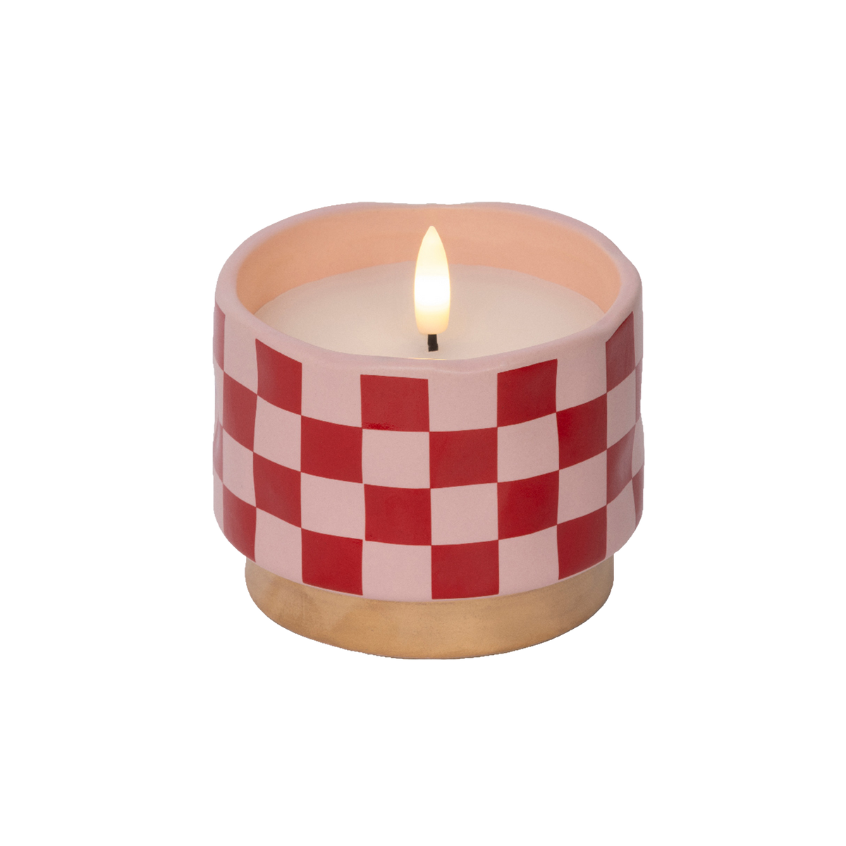 Bougie LED Damier Rouge, rose