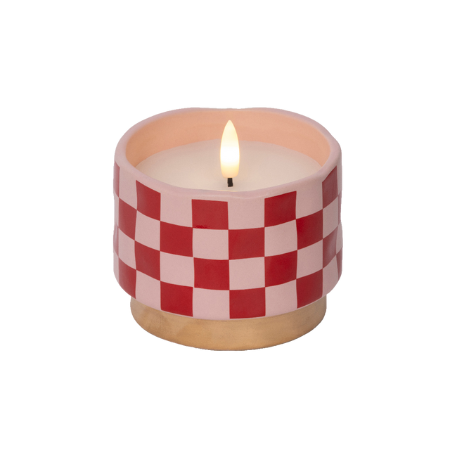 Bougie LED DAMIER coloris Rouge, rose