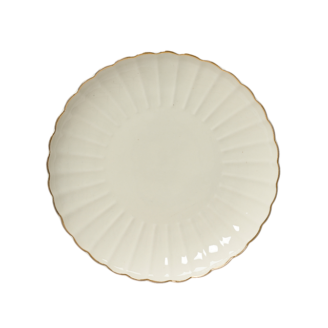 Assiette COROLLE coloris blanc or
