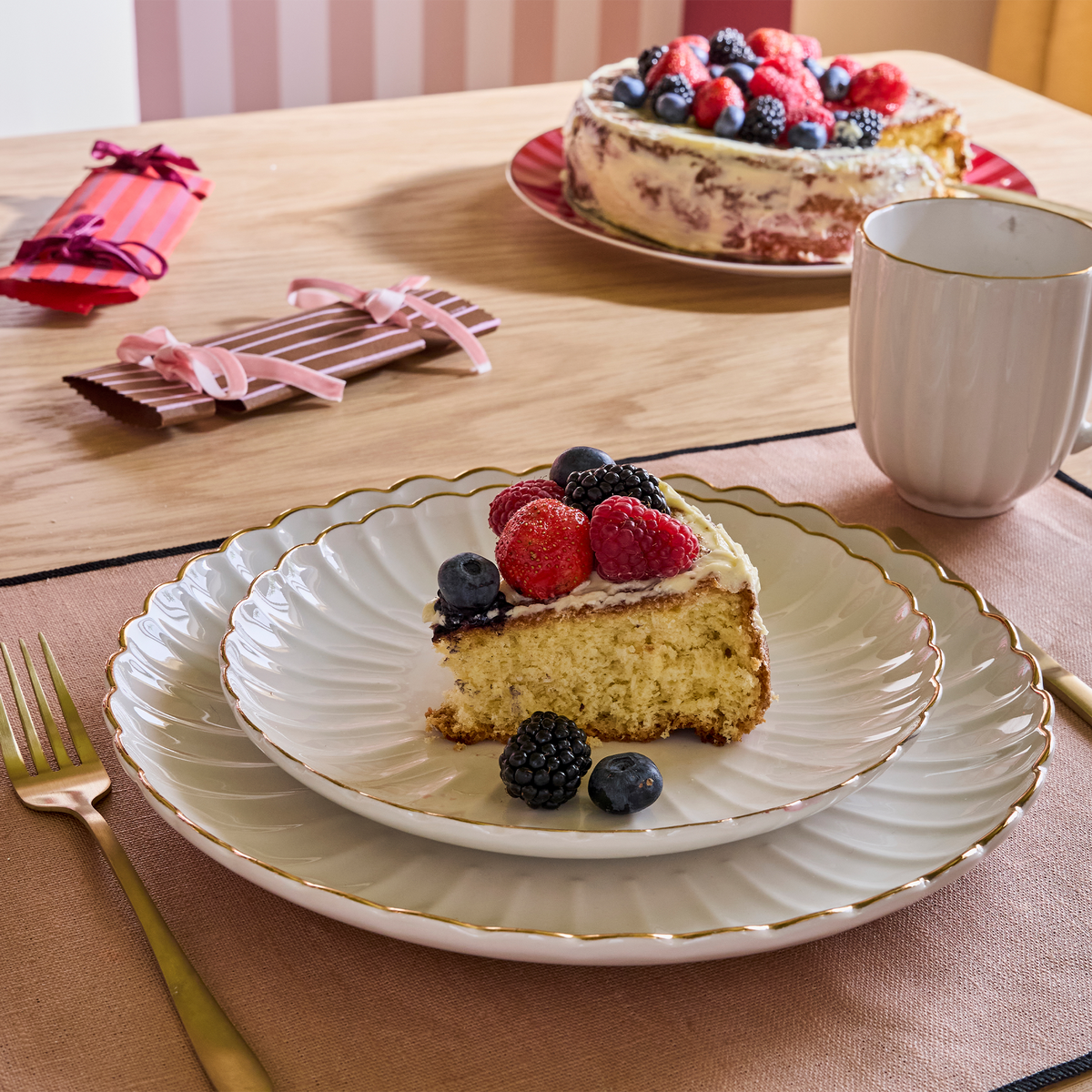 Assiette Corolle Blanc, or