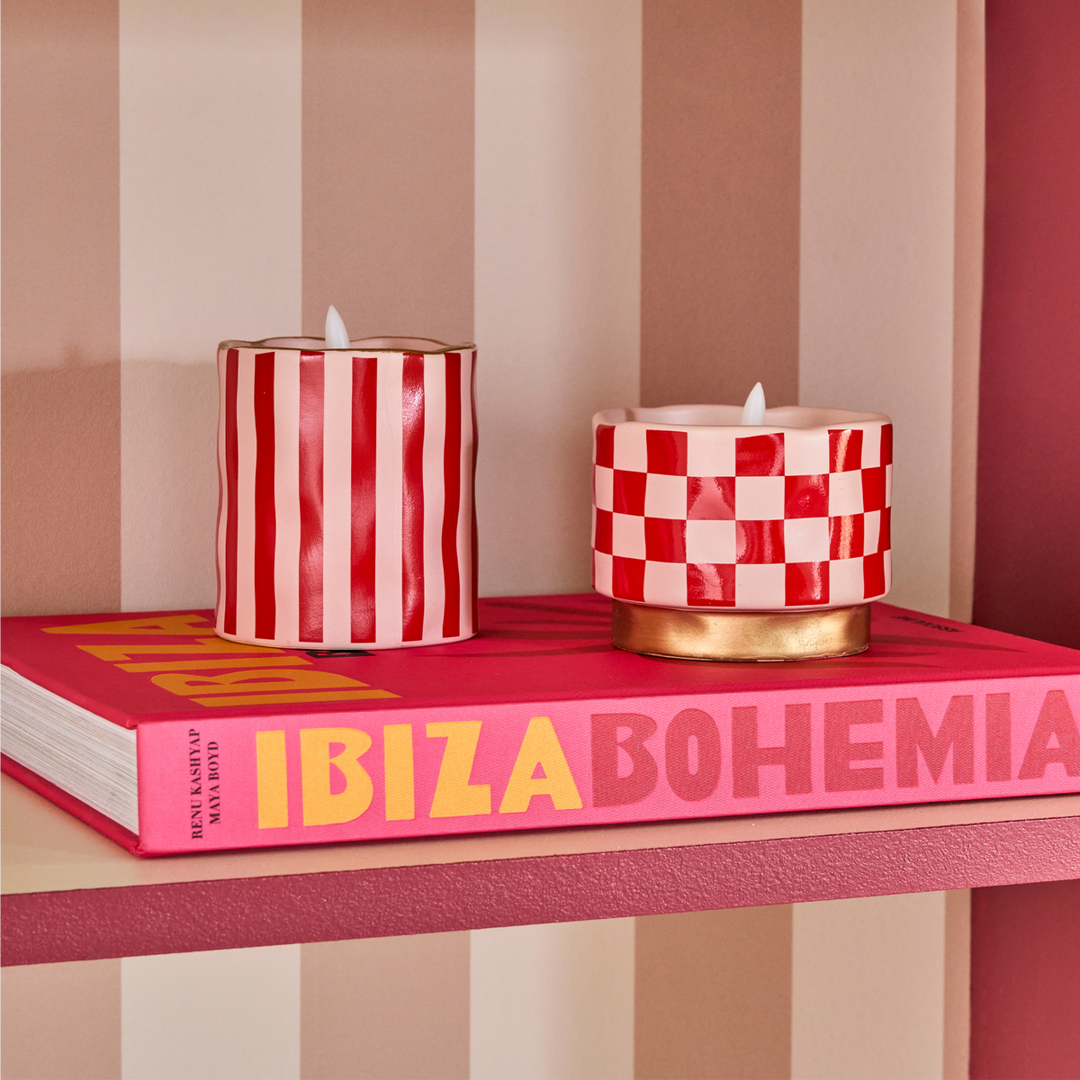 Bougie LED Reya Rouge, rose